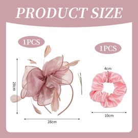 1 Flower Headband and 1 Pink Hair Scrunchie, Women's Tea Party Headwear, Elegant Wedding Headwear, Retro Headwear, Clothing Accessories