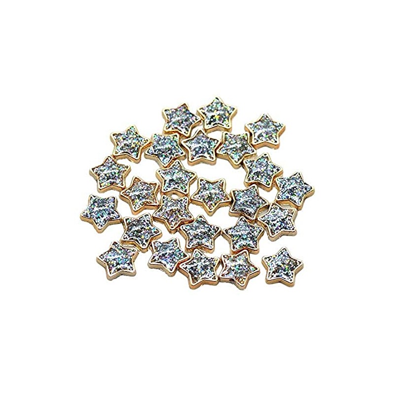 25pcs Iridescent Glitter Star Cabochons Flat Back – Resin Craft
