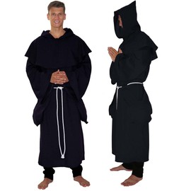 Maylynn 14109 – Medieval Monk Costume, Men's Monk's Robe, 3-Piece Set, xl, Black