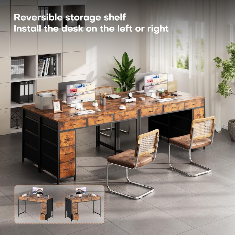 HLDIRECT 47" Computer Desk with 6 Drawers & Large Storage