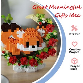 TENYEAH 2 Packs Animals Micro Building Block - Fox & Pig, Cute Building Block Set Animals for Goodie Bags Stuffer, Fox & Pig & Rose on The Moon, Classroom Favor for Age Boy Girls