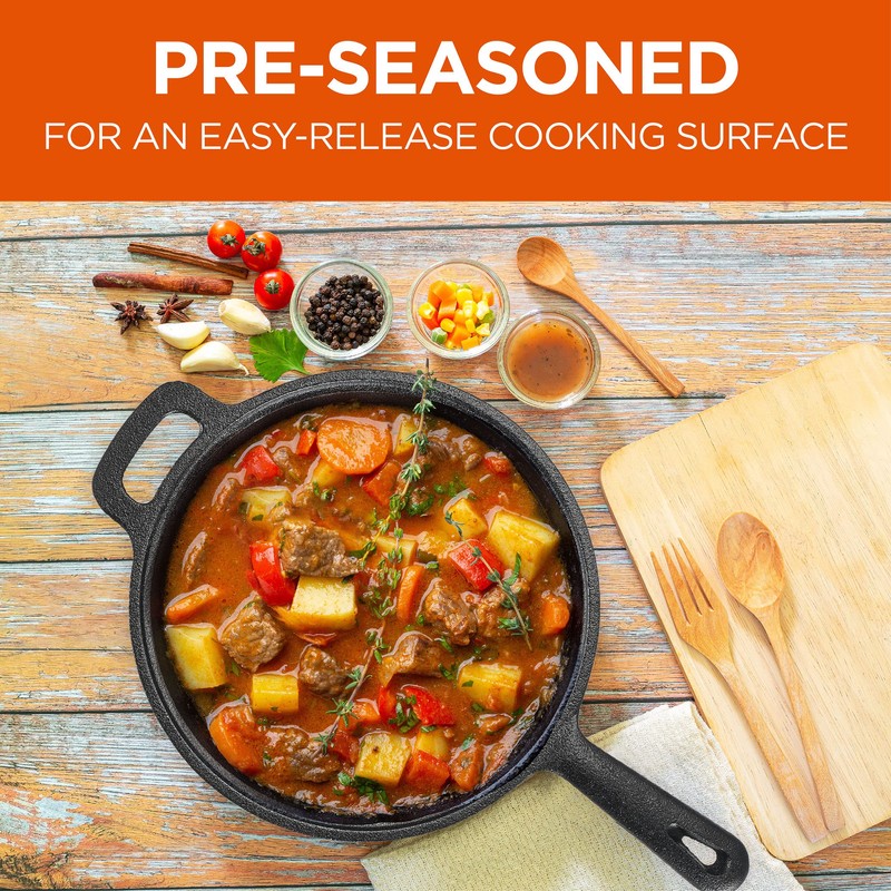 COMMERCIAL CHEF 2 Quart Cast Iron Saucepan, Dutch Oven Cast