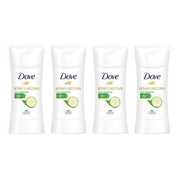 Dove Advanced Care Antiperspirant Deodorant Stick for Women, Cool Essentials, for 48 Hour Protection And Soft And Comfortable Underarms, 2.6 oz, 4 Count