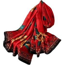 FAIRYGATE Large Silk Scarves Women's Scarf Elegant Silk Scarf Hair Large Long Neckerchief Silk Scarf Gift for Women, D82036