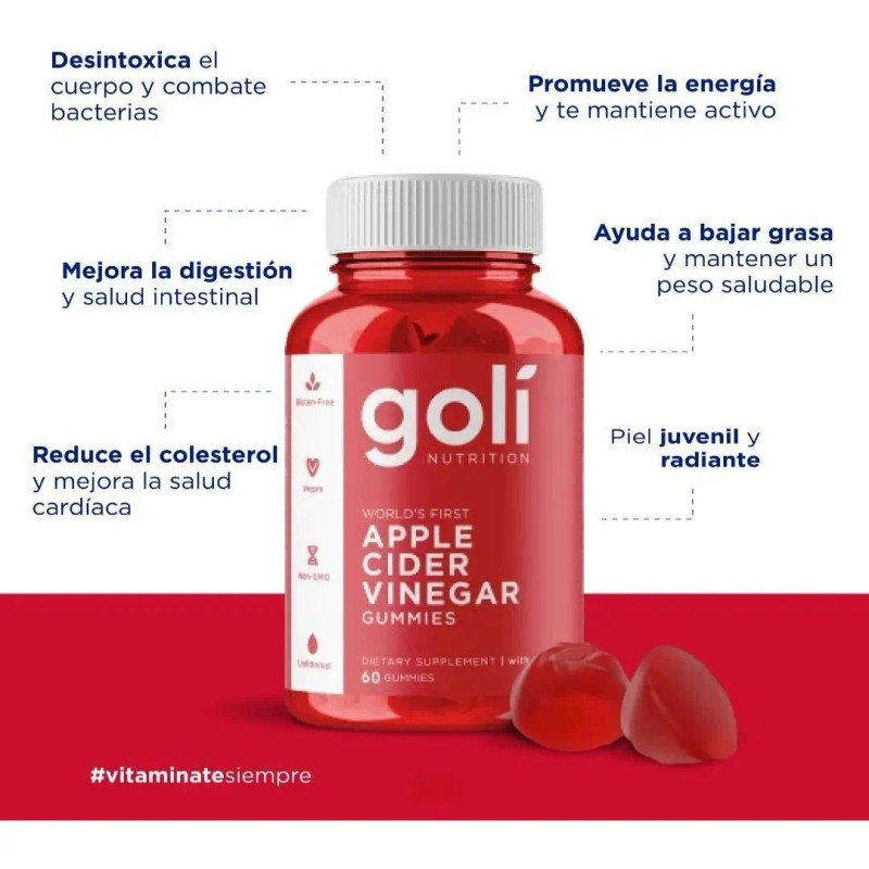 Gomitas Goli Vinagre De Manzana Sin Gluten 60 Unidades