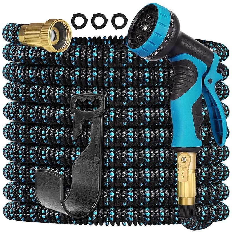 50FT/100FT Expandable Garden Water Hose with 10 Function Nozzle:_BLUE B_50FT