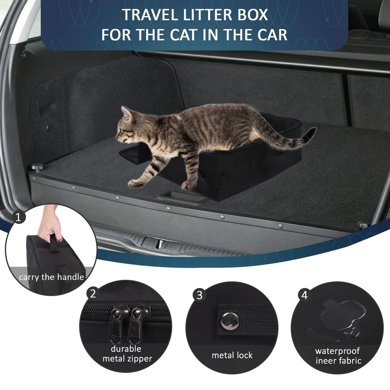 Foldable Cat Litter Box with Lid, Cat Travel Litter Box,