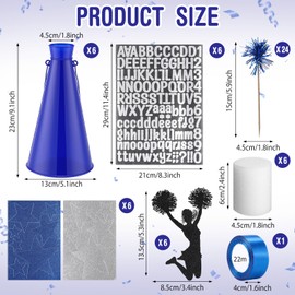 Weysat 6 Sets Cheer Megaphone Bulk Cheerleading Party Centerpiece Decor for Party Team Spirit in Your Hands Sports Cheers Noisemaker DIY Plastic Megaphone for Match Game Outdoor Activities(Blue)