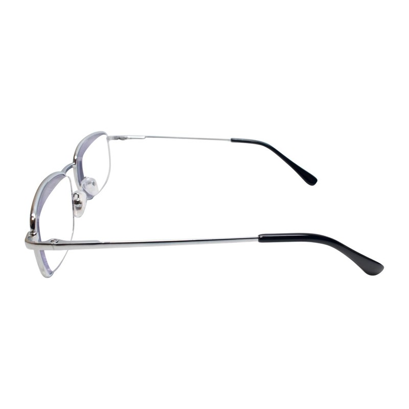 Calabria R754 Rectangular Metal Reading Glasses +2.00 Shiny Silver Men
