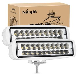 Nilight Marine LED Pods Navigation Lights 2PCS 60W White Spot Beam Ponton Boat Deck Dock Lighting for Night Fishing T-top Stern Yacht Kayak Port Sailboat Trucks Tractors