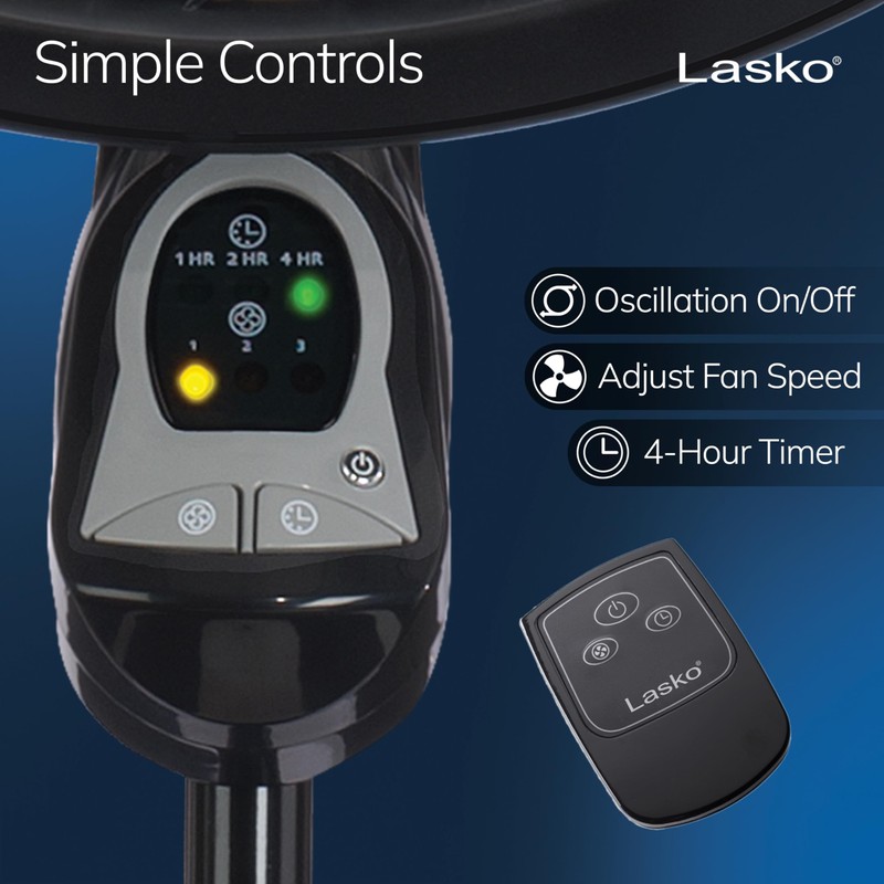 Lasko Oscillating Cyclone Pedestal Fan, Adjustable Height, Timer, Remote Control,