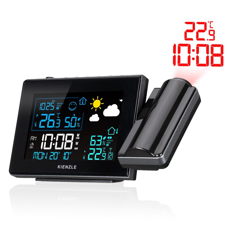 Kienzle Wireless Weather Station with Projection, Colour Display, Outdoor Sensor,