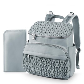 NatuFuse Baby Diaper Bag, Multi-Function Baby Bag for Mom Dad, Diaper Backpack with Changing Pad Stylish Pañaleras para Bebe Stroller Straps, Newborn Baby Essentials Must Haves for Women Grey Green