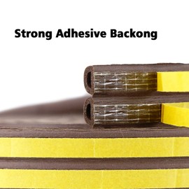 SUNMON Door Seal D-Type Strip Weather Stripping Self Adhesive Foam for Doors and Windows, Soundproofing Weatherstrip Gap Collision Avoidance（Brown）