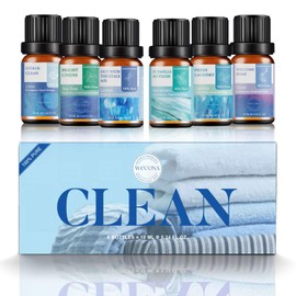 Wecona Essential Oils for Laundry - 100% Pure Essential Oils for Diffusers for Home,6x10ml(Clean)- Aromatherapy Oils for Humidifiers,Wool Dryer Balls,Clean Linen
