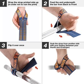 WARM BODY COLD MIND V1 Lifting Straps for Olympic Weightlifting, Tested at 300 kg, Lifting Straps for Strength Training, Fitness, Bodybuilding, Wrist Wraps, Weightlifting Straps, Gym (Navy/Orange)