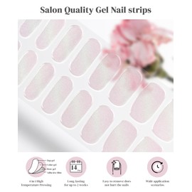 OLAKIPO Semi Cured Gel Nail Strips, Spring Wild - Works with Any UV Lamps, 20pcs Gel Nail Stickers, Salon-Quality,Easy to Apply & Remove, Includes 2 Prep Pads, Nail File & Wooden Stick
