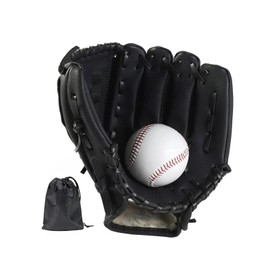 NIYATA Baseball Gloves 11.5 Inch Baseball Gloves Adult Baseball Glove Leather with 1 Drawstring Sports Backpack Adjustable for Young Adults (Black)