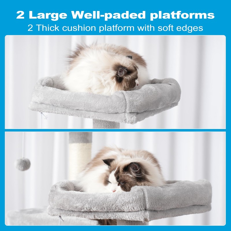 Hey-brother Large Multi-Level Cat Tree Condo Furniture with Sisal-Covered Scratching