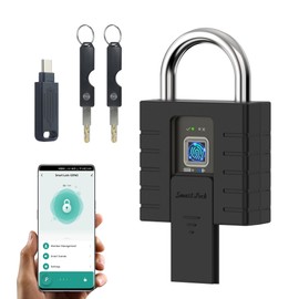 KENRONE Heavy Duty Smart Padlock with Key,Biometrics Padlocks for Outdoor Use,Weatherproof Electronic Pad Lock with APP,Fingerprint Lock for Gate,Fence,Gym Locker