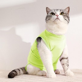Cat Surgery Recovery Suit for Abdominal Wounds or Skin Diseases, Kitten Onesies After Surgery Wear Anti-Biting Licking, Breathable E-Collar & Cone Alternative for Cat(Green, Medium)