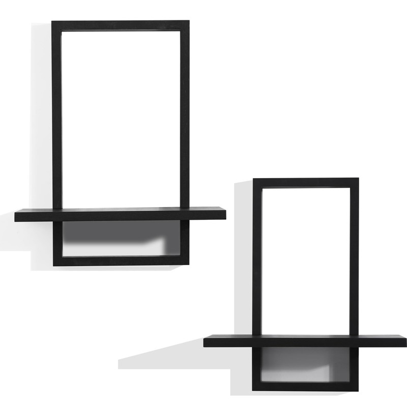 PHOENANCEE Square Floating Shelves,Wall Plants Holder,Bathroom Wall Decor,Framed Decorative Shelf