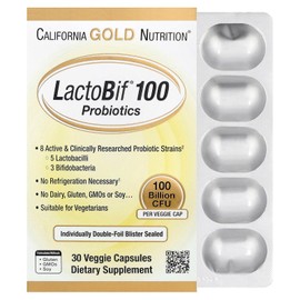 LactoBif Probióticos, 100 millones de CFU, 8 cepas probióticas activas y clínicamente investigadas, sin soja, sin azúcar, vegetariano,...             