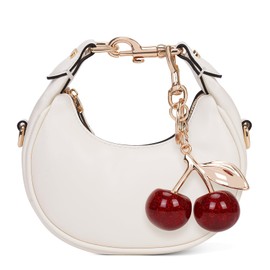 JQWSVE Small Top Handle Bags for Women Faux Leather Mini Purses Ladies Handbags Crescent Mini Crossbody Purse (A02 White)