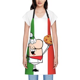 Smooffly Happy Caucasian Chef Presenting His Pizza Apron Adjustable Bib Chef Aprons Cooking Apron Unisex Women Men Aprons Perfect for Home Kitchen, Baking, Gardening, Restaurant, Coffee house BBQ