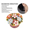 Flower Basket Jewelry Box Exquisite Vintage Hand Painted Metal Trinket