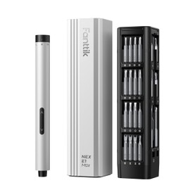Fanttik E1 Max 3.7V Mini Electric Screwdriver, Precision Screwdriver Set, 50-in-1 Magnetic Bits, Magnetic Storage, 5/32''Hex, Electric Screwdriver for Electronics Phone Camera Laptop Watch - Silver