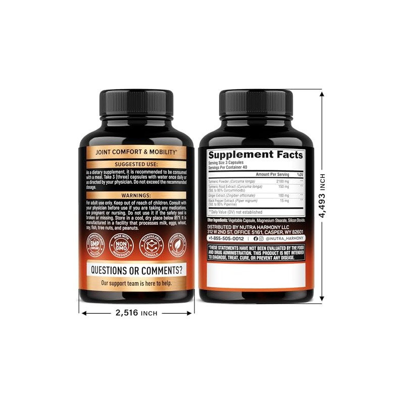 Turmeric Curcumin Supplement 2365 mg - Turmeric with Ginger &