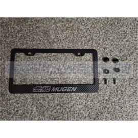 SIGNWERKZ Mugen Carbon Fiber Printed Pattern Black Aluminum License Plate Frame