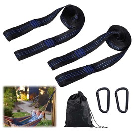 Pack of 2 Hammock Attachments, Hammock Suspension Straps with 2 Hook Carabiners for Camping, Outdoor, Travel, Swing, Tree Hanging, Hammock Accessories, Max. 300 kg
