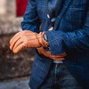 Harssidanzar Leather Gloves For Mens Comfort Cashmere Lined Gloves GMUK006,Tan,