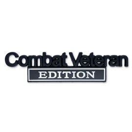 1pc Combat Veteran Edition Metal Emblem Badge Sticker Decal for Car Truck Fits Fender or Rear Tailgate (Black White)
