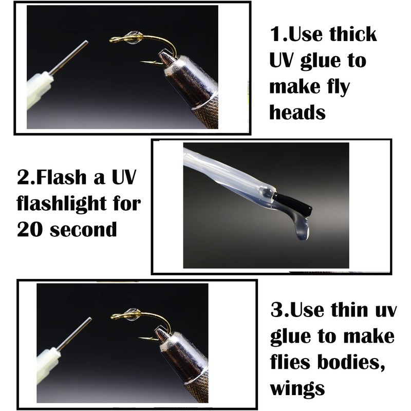 GREATFISHING Fly Tying UV Clear Glue and Power Thick for
