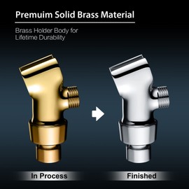 BRIGHT SHOWERS Shower Head Holder All Metal Handheld Shower Head Holder, Brass Adjustable Shower Arm Mount Bracket, Chrome
