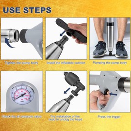 Toilet Unclogger, Toilet Plunger Air Drain Blaster, Drain Clog Remover Tool, Stainless Steel Toilet Pipe Unclogger Plunger Gun for Sink, Toilets, Bathroom, Shower, Kitchen Clogged Pipe - Grey