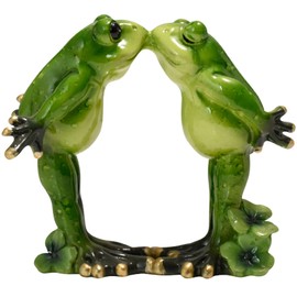 Queemie Romantic Kissing Frog Couple Figurine Resin Frogs Model Statue Funny Creative Green Frogs Collectible Figurines for Xmas Birthday Valentine's Day Gifts