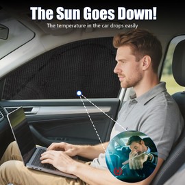 2PCS Car Window Shade, Highly Elastic Cars Windows Scree, for 98% Cars SUV for Camping Baby Pet Stretchy Sun with Zipper Privacy Protection (Front)