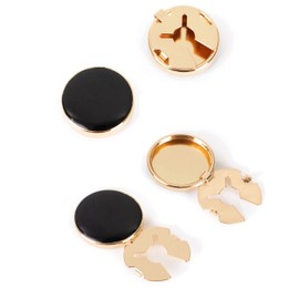 Button covers for men's shirts button cuffs button cover cufflinks for men - imitation cuff chain for tuxedo, business or formal shirts Buttons on cuffs Shirt button (Enamel Gold Black)