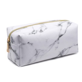 Portable Marble Makeup Bag Organizer for Women Vegan PU Leather Travel Cosmetic Pouch Toiletry Bag Girls Daily Storage Case