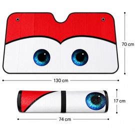 Car Windshield Sun Shade with Eye Design, Reflective Foldable Front Window Cover for Heat Protection, 130 x 70 cm