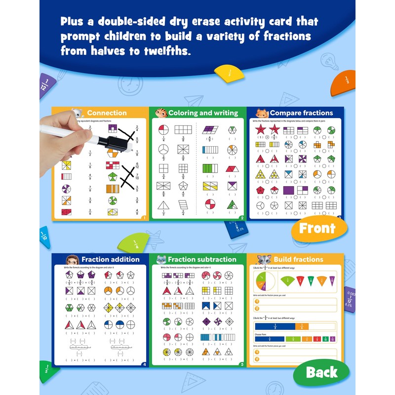 D-FantiX Magnetic Fraction Educational Puzzle, Magnetic Fraction Tiles & Fraction
