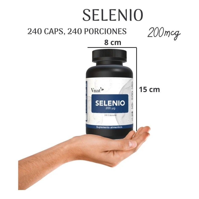 Selenio Selenium 200 Mcg 240cap Vnat Anticancerigeno Antioxi Sabor Neutro