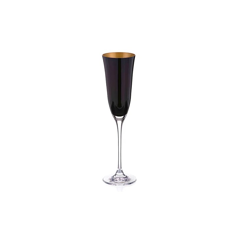 DIAMANTE Oro Black Champagne Flutes - 'Oro Black' Collection -