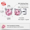 October Birthstone Earrings Studs Pink Cubic Zirconia Sterling Silver Stud