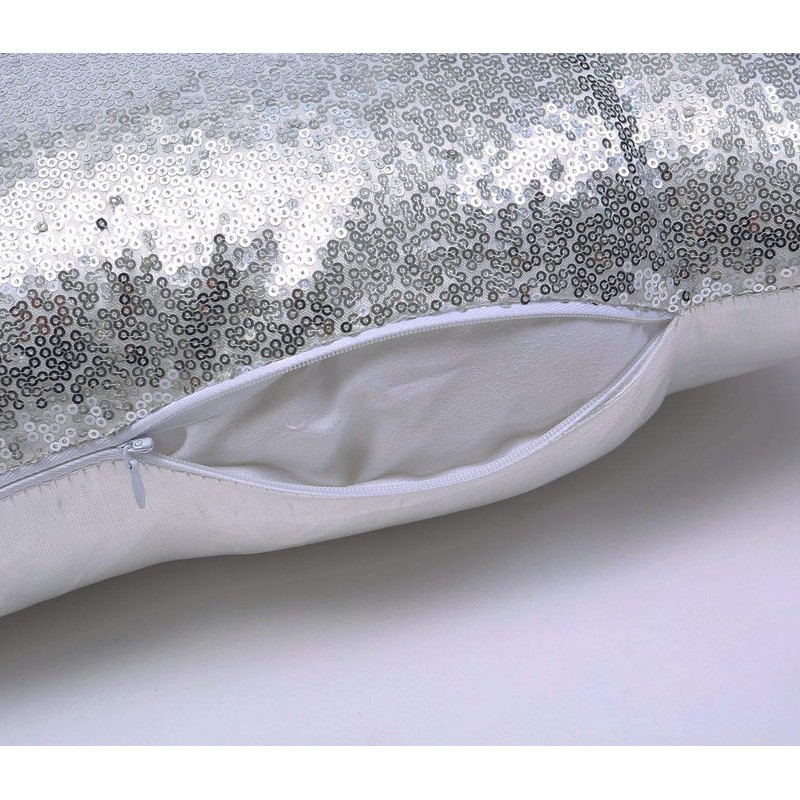 Eternal Beauty Silver 2 PCS Square Sequin Cushion Covers 18