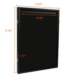 CHEDA 32" Frame Box Wall Display/Case, Lockable Rack Football Basketball Jersey Storage Box Accessories Black